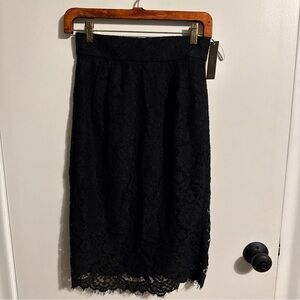 J.Crew Women’s Black High Waisted Lace Pencil Skirt Size 00 With Tags